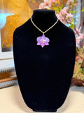 Natural Orchid Preserved in Resin Necklace with Gold-Tone Chain