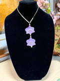 Natural Double Orchid Preserved in Resin Necklace with Pearl Accents, Gold-Tone Chain & Crystal Details