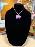 Natural Orchid Preserved in Resin Necklace with Pearl Accents & Gold-Tone Chain